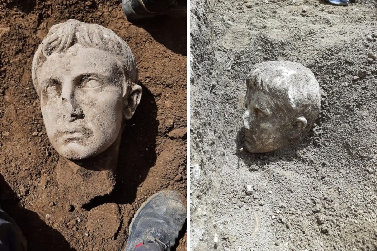 Статуя найденная в мермекий. Итальянские археологи обнаружили статуй. Найдена в мраморе. Бронзовая голова императора августа в лондонском музее. Мирмекий раскопки.