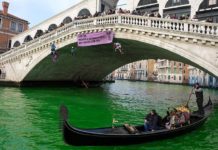 Итальянские экоактивисты окрасили воды Венеции в зеленый